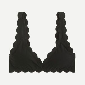 J. Crew Scalloped Black bikini Top